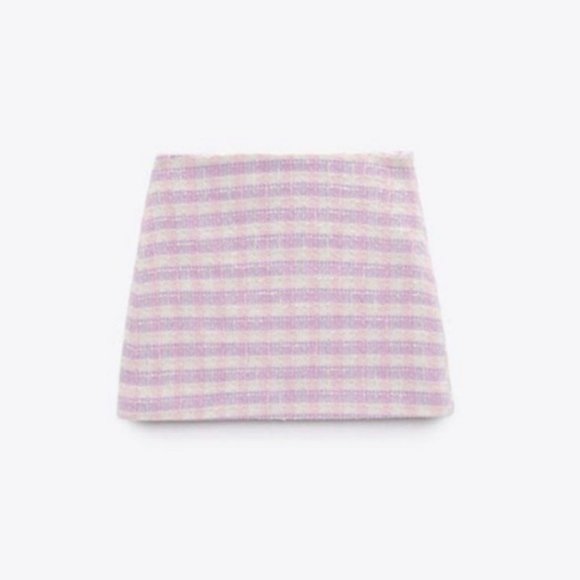 Zara Gingham Tweed Mini Skirt M - Picture 4 of 9